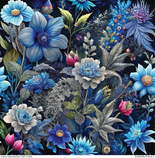 Blooming in Blue 8 Printed Vinyl Sheet/Wrap