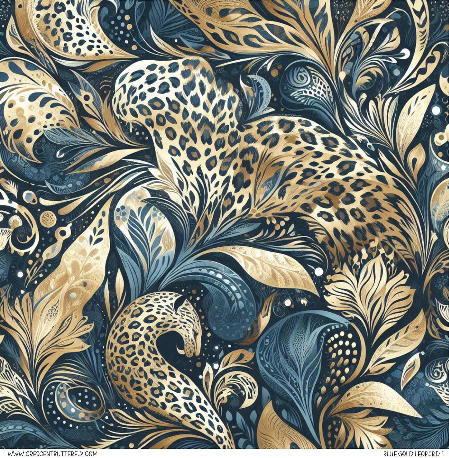 Blue Gold Leopard 1 Printed Vinyl Sheet/Wrap