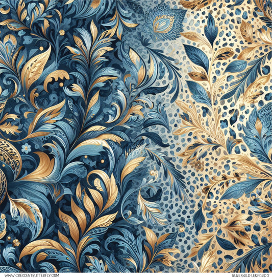 Blue Gold Leopard 2 Printed Vinyl Sheet/Wrap