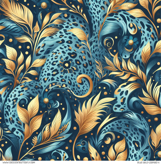 Blue Gold Leopard 6 Printed Vinyl Sheet/Wrap