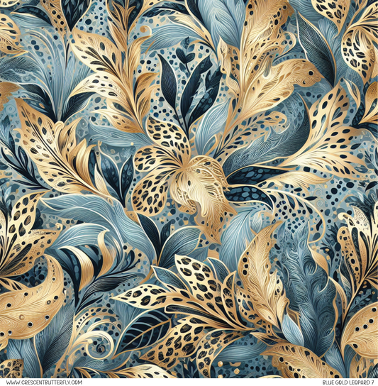 Blue Gold Leopard 7 Printed Vinyl Sheet/Wrap