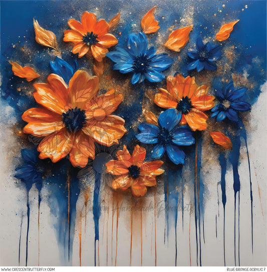 Blue Orange Acrylic 7 Printed Vinyl Sheet/Wrap