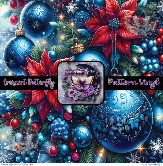Blue Ornaments 1 Printed Vinyl Sheet/Wrap