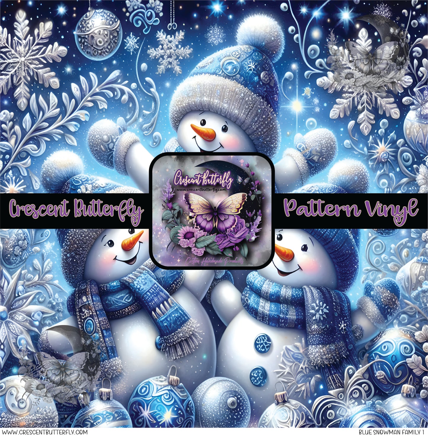 Blue Snowman Family 1 Printed Vinyl Sheet/Wrap
