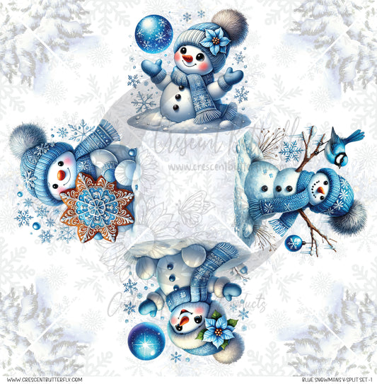 Blue Snowman V-Split Set-1 Printed Vinyl Sheet/Wrap