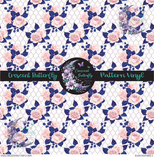 Blush Navy Rose 6 Printed Vinyl Sheet/Wrap