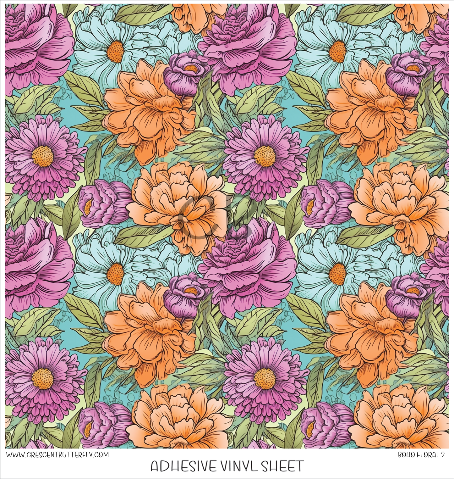 Boho Floral 2 Printed Vinyl Sheet/Wrap