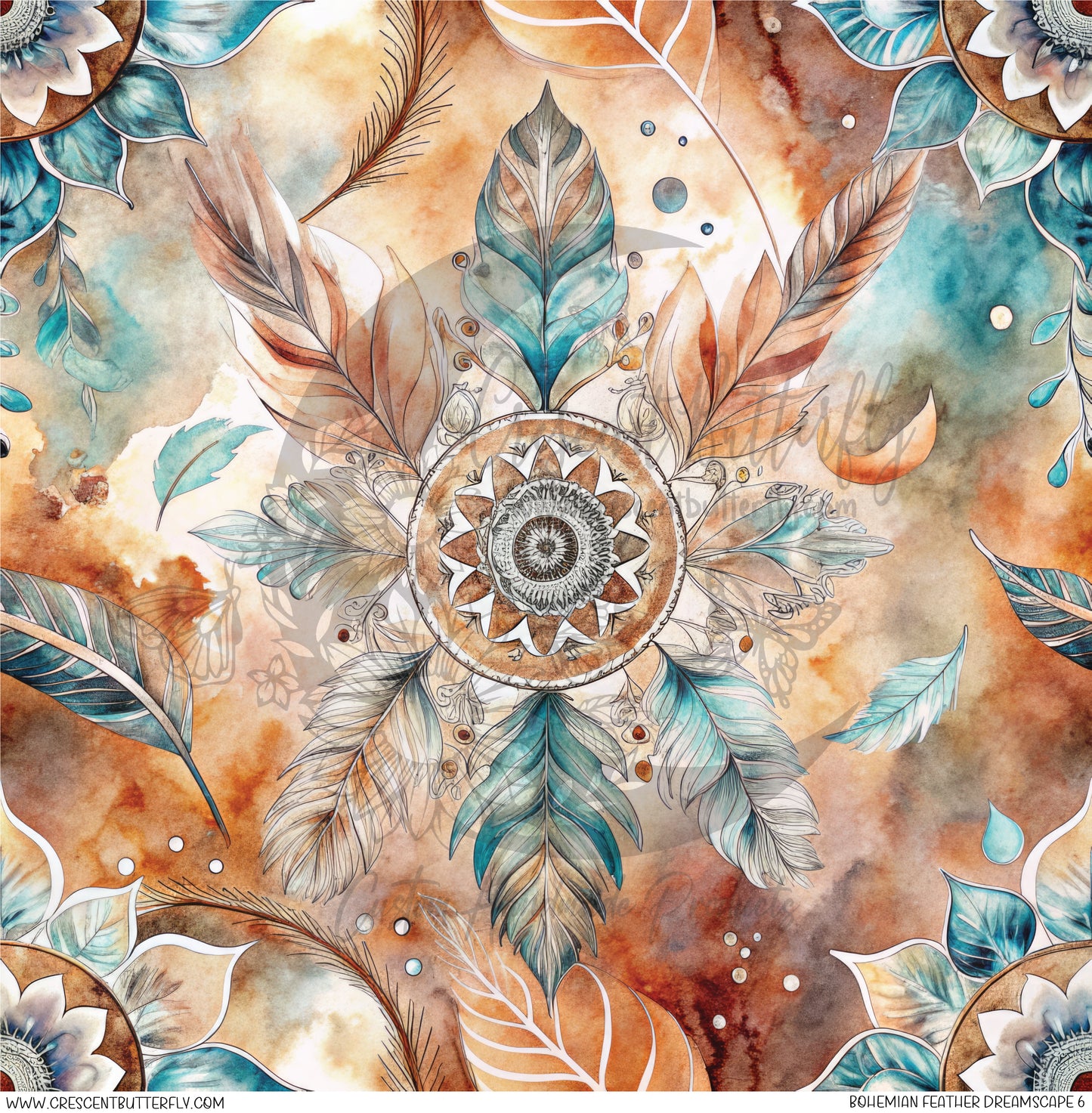 Bohemian Feather Dreamscape 6 Printed Vinyl Sheet/Wrap