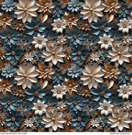 Bohemian Flowers 3D 5 Printed Vinyl Sheet/Wrap