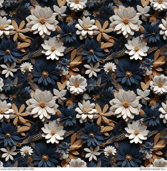 Bohemian Flowers 3D 6 Printed Vinyl Sheet/Wrap