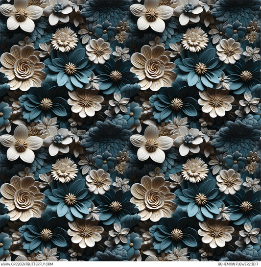 Bohemian Flowers 3D 7 Printed Vinyl Sheet/Wrap