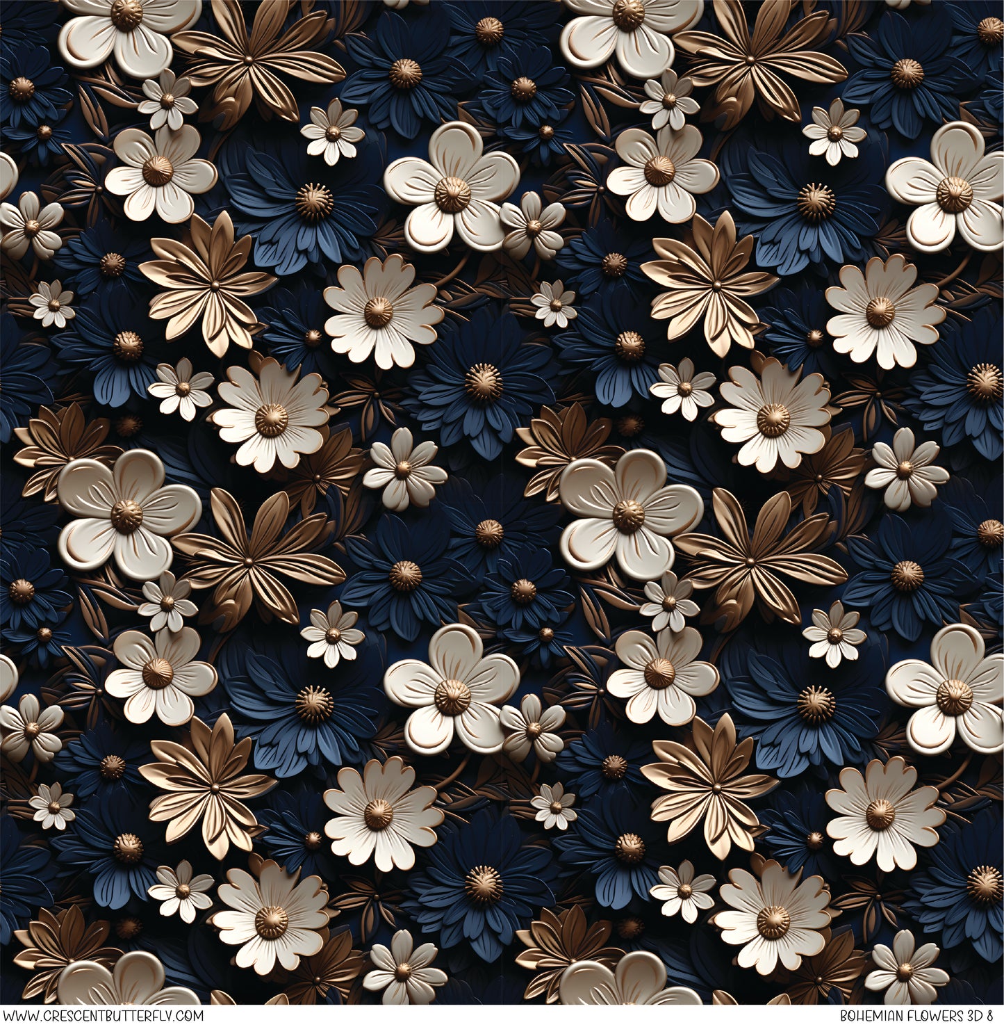 Bohemian Flowers 3D 8 Printed Vinyl Sheet/Wrap