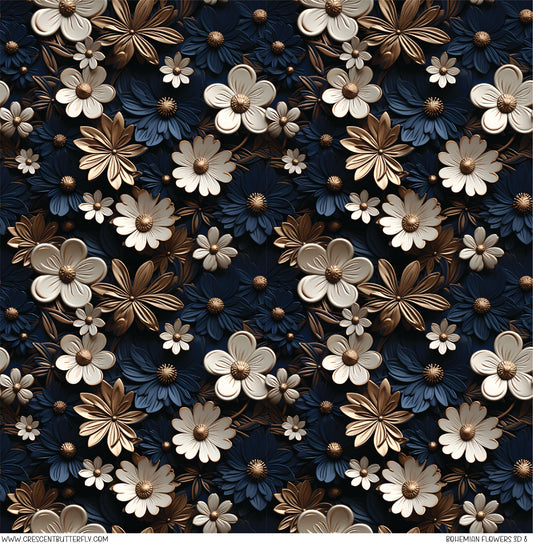 Bohemian Flowers 3D 8 Printed Vinyl Sheet/Wrap