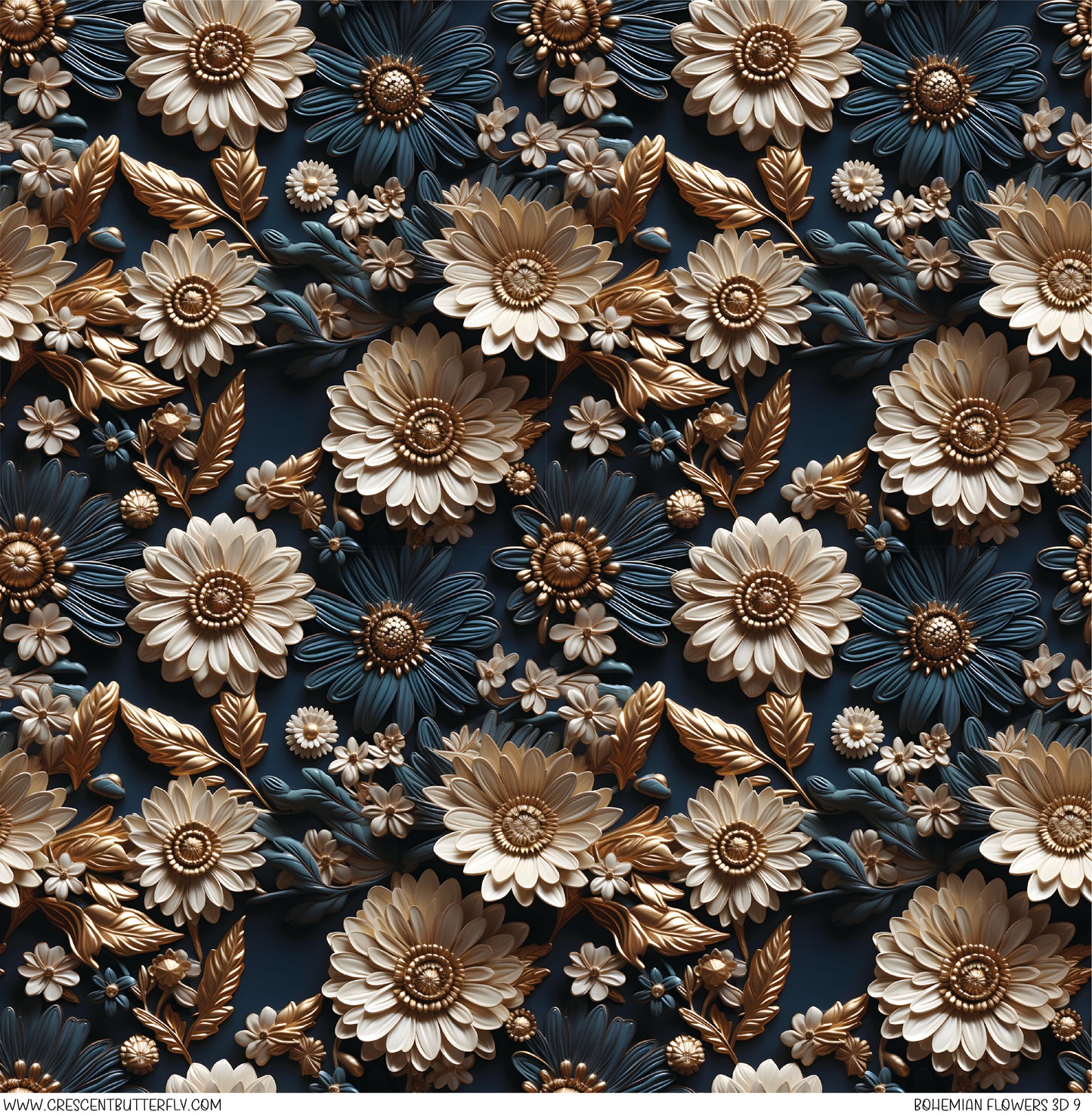 Bohemian Flowers 3D 9 Printed Vinyl Sheet/Wrap