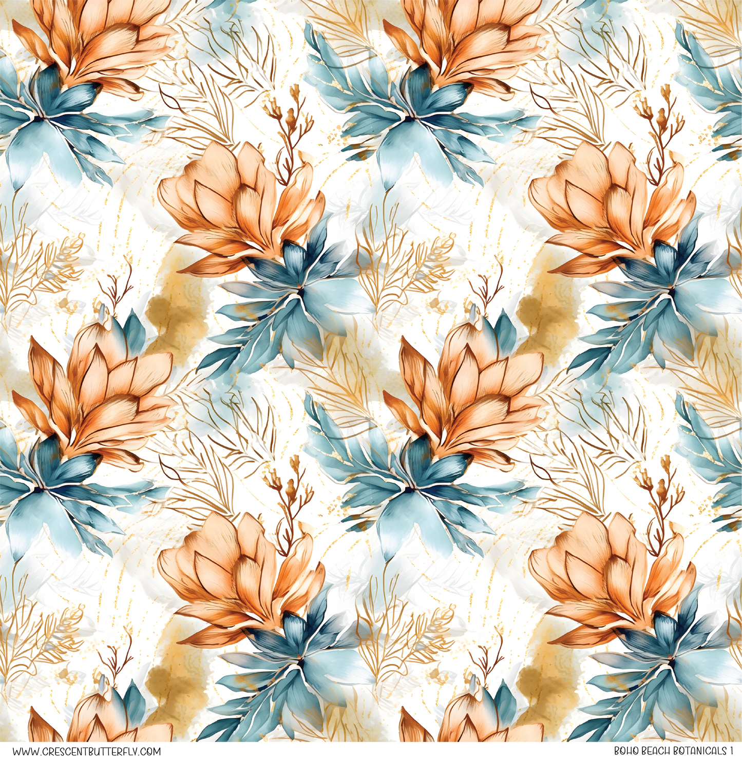 Boho Beach Botanicals 1 Pattern Vinyl Sheet/Wrap