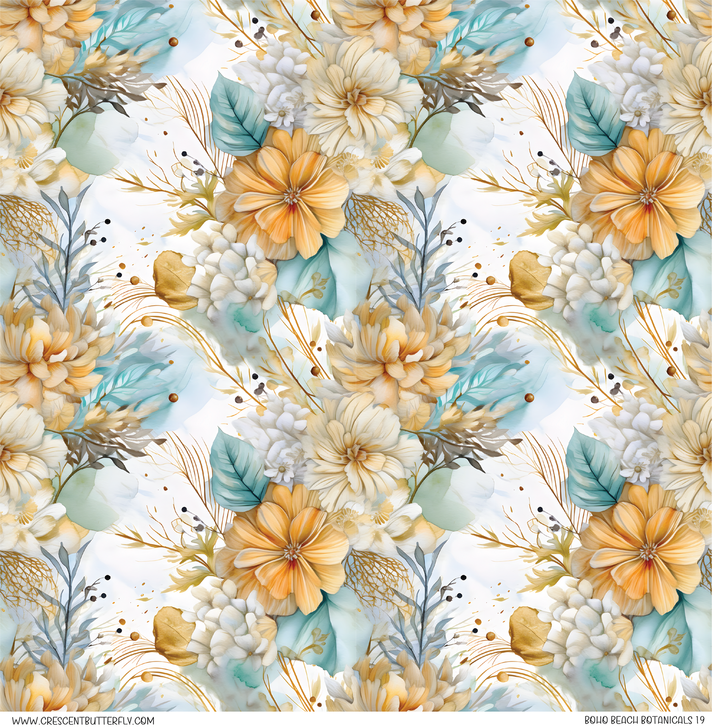 Boho Beach Botanicals 19 Pattern Vinyl Sheet/Wrap