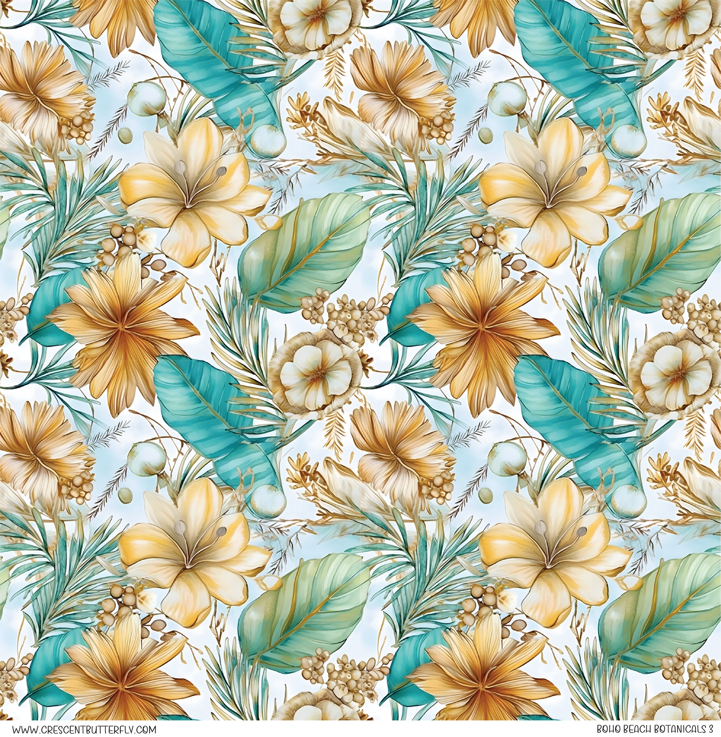 Boho Beach Botanicals 3 Pattern Vinyl Sheet/Wrap