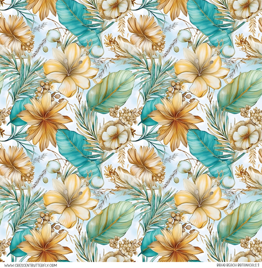 Boho Beach Botanicals 3 Pattern Vinyl Sheet/Wrap