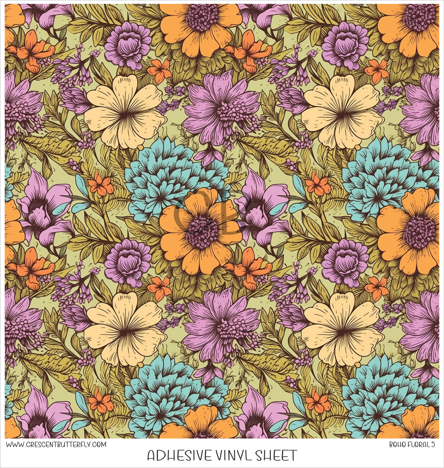 Boho Floral 5 Printed Vinyl Sheet/Wrap