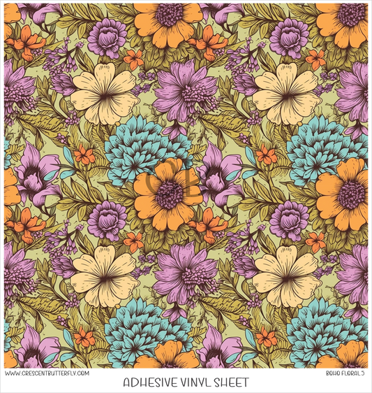 Boho Floral 5 Printed Vinyl Sheet/Wrap