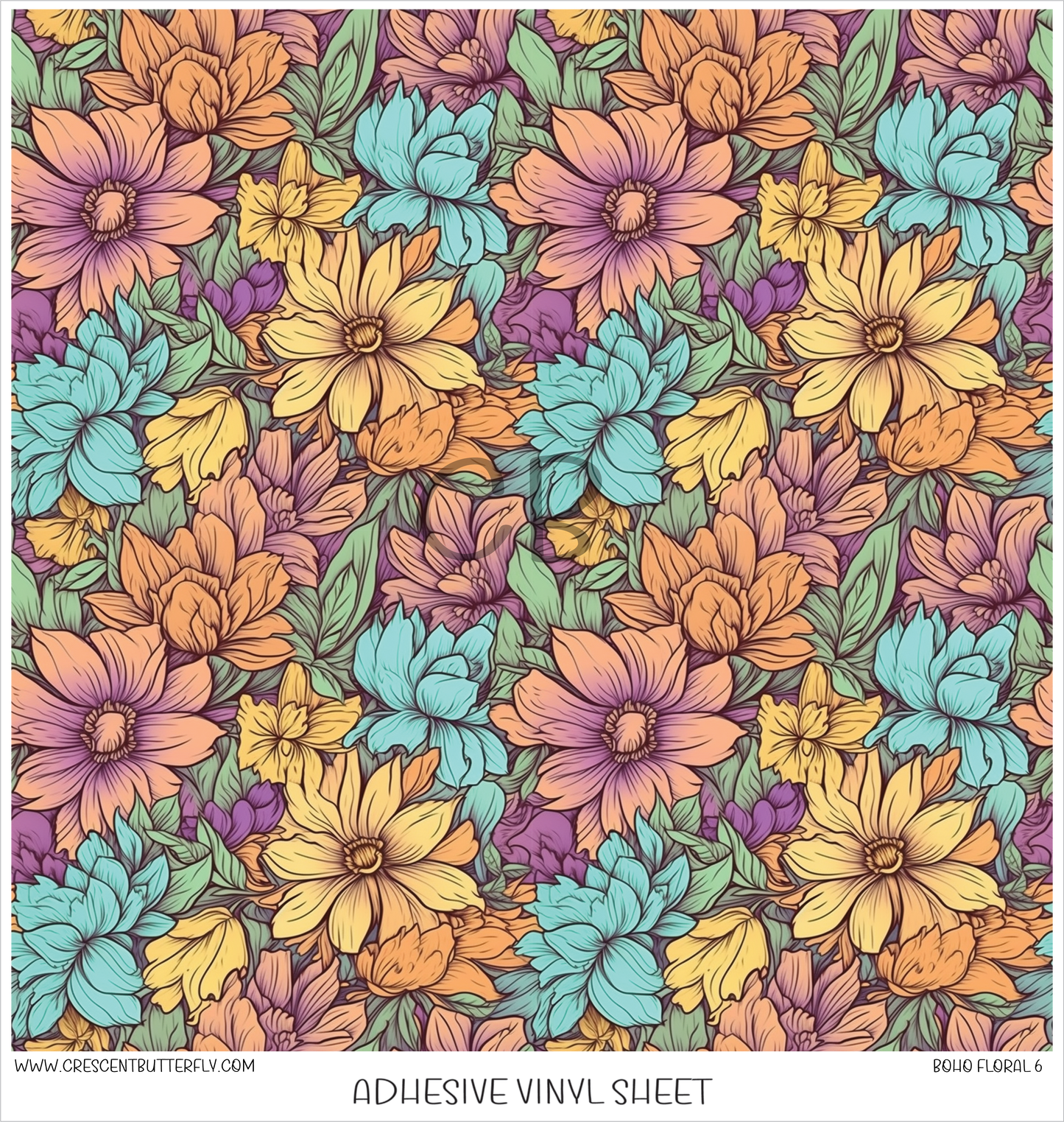 Boho Floral 6 Printed Vinyl Sheet/Wrap