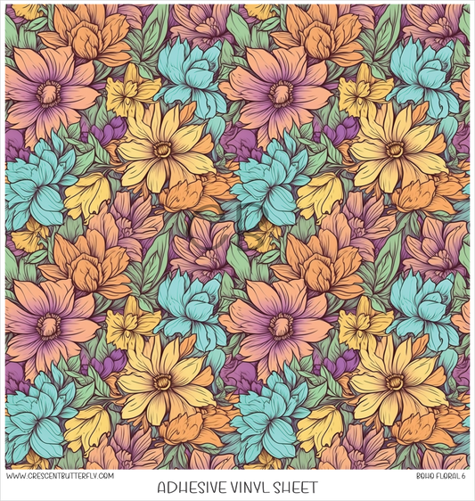 Boho Floral 6 Printed Vinyl Sheet/Wrap