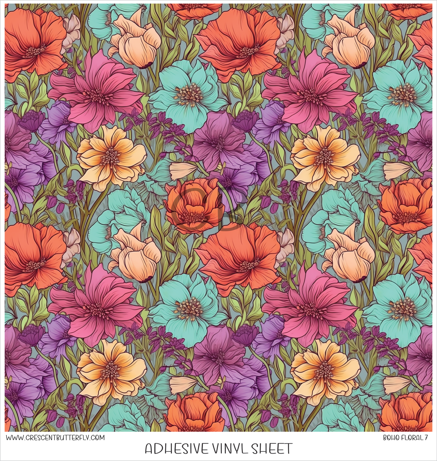 Boho Floral 7 Printed Vinyl Sheet/Wrap