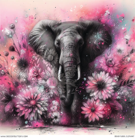 Boho Floral Elephant Printed Vinyl Sheet/Wrap