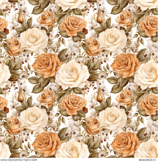 Boho Roses 3-1 Printed Vinyl Sheet/Wrap