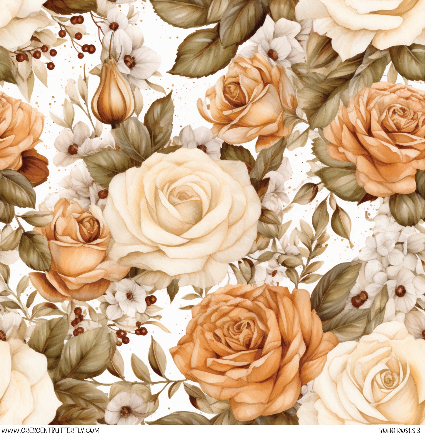 Boho Roses 3 Printed Vinyl Sheet/Wrap