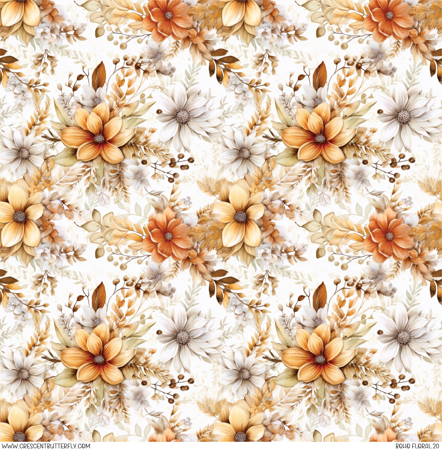 Boho Floral 20 Printed Vinyl Sheet/Wrap