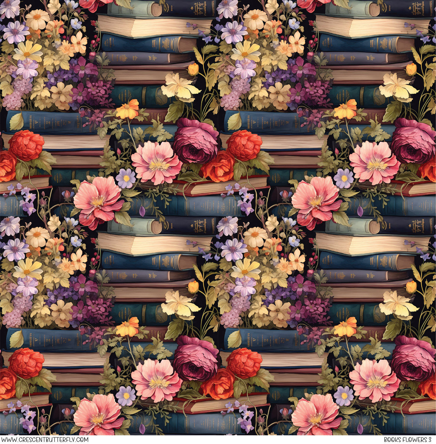 Book Flowers 3 Pattern Vinyl Sheet/Wrap