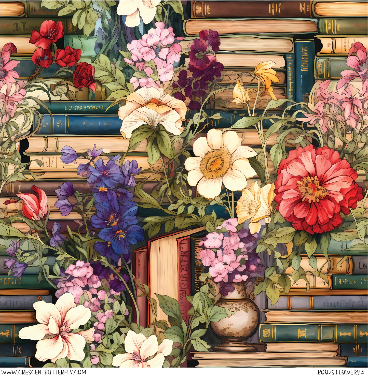 Book Flowers 4 Vinyl Sheet/Wrap