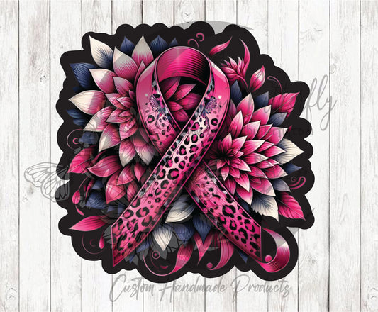 Breast Cancer Awareness Ribbon Leopard 1 Sticker / Decal