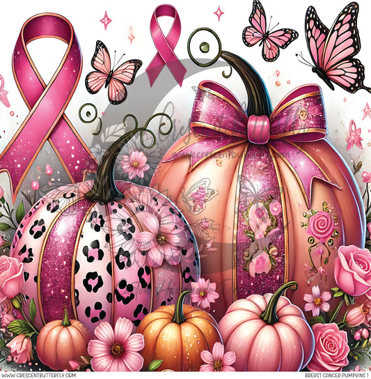 Breast Cancer Pumpkins 1 Printed Vinyl Sheet/Wrap