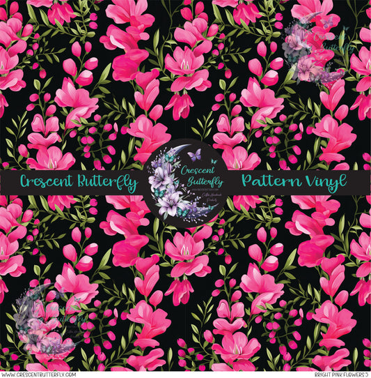 Bright Pink Flowers 5 Printed Vinyl Sheet/Wrap