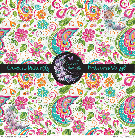 Bright Preppy Paisley 1 Printed Vinyl Sheet/Wrap