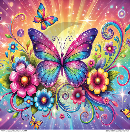 Bright Rainbow Butterfly Printed Vinyl Sheet/Wrap