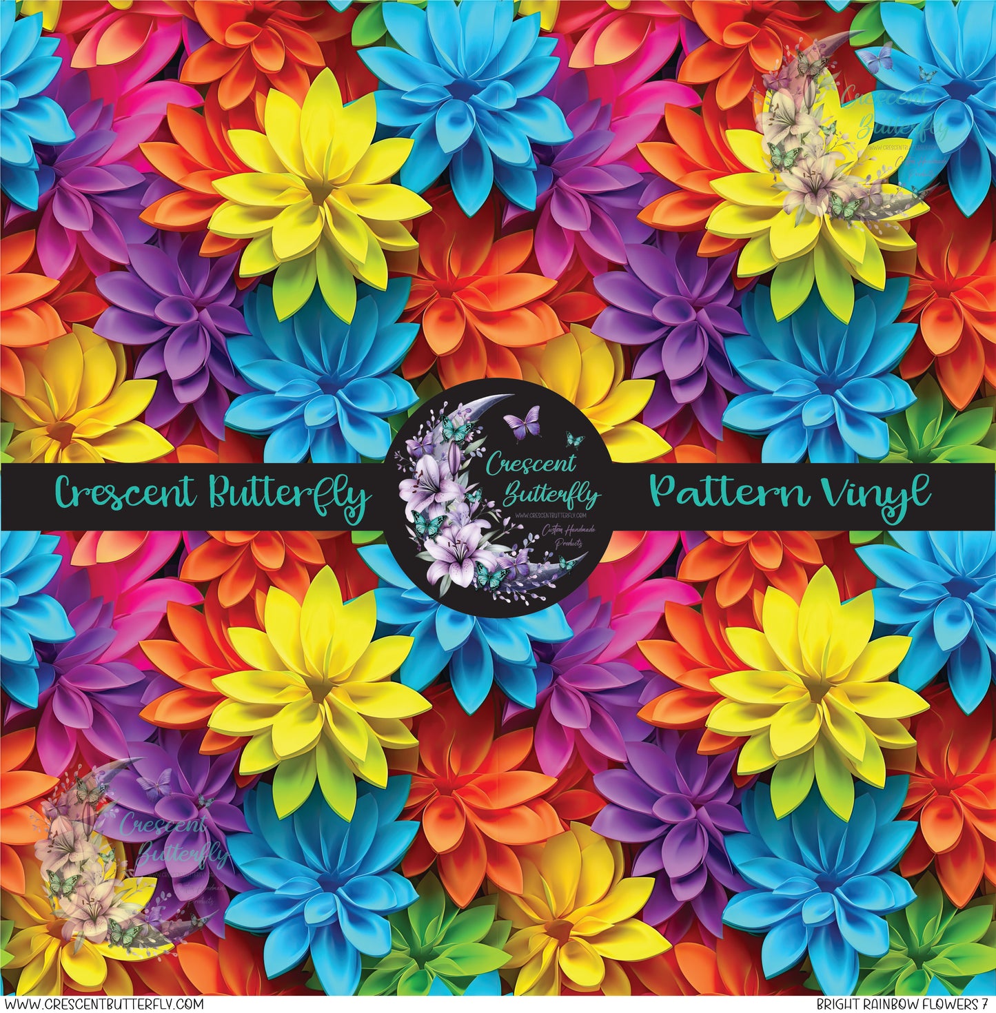 Bright Rainbow Flowers 7 Printed Vinyl Sheet/Wrap