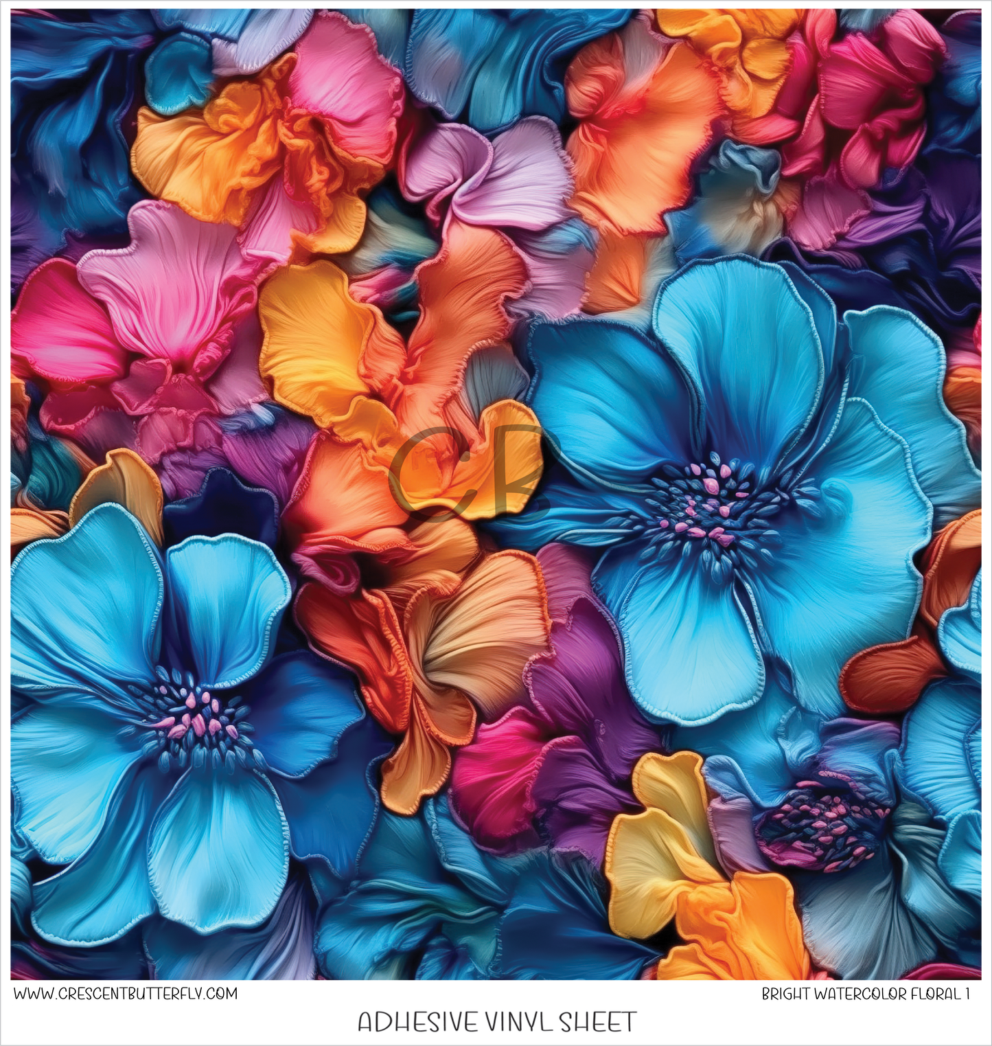 Bright Watercolor Floral 3D Printed Vinyl Sheet/Wrap