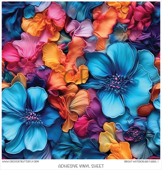 Bright Watercolor Floral 3D Printed Vinyl Sheet/Wrap