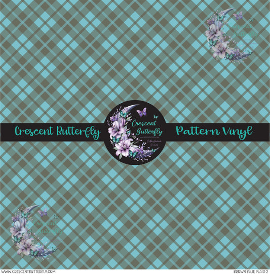 Brown Blue Plaid 2 Printed Vinyl Sheet/Wrap