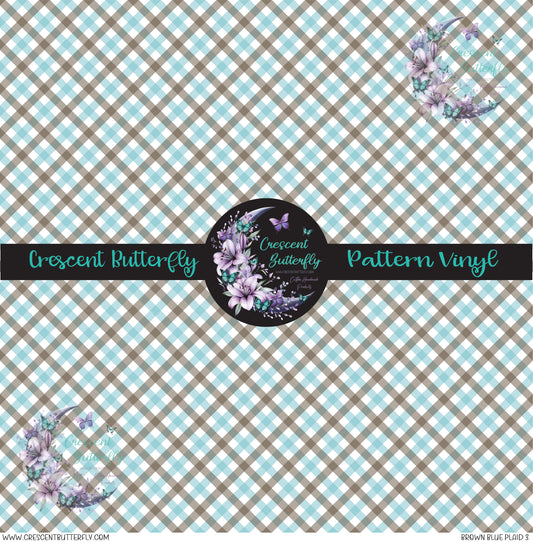Brown Blue Plaid 3 Printed Vinyl Sheet/Wrap