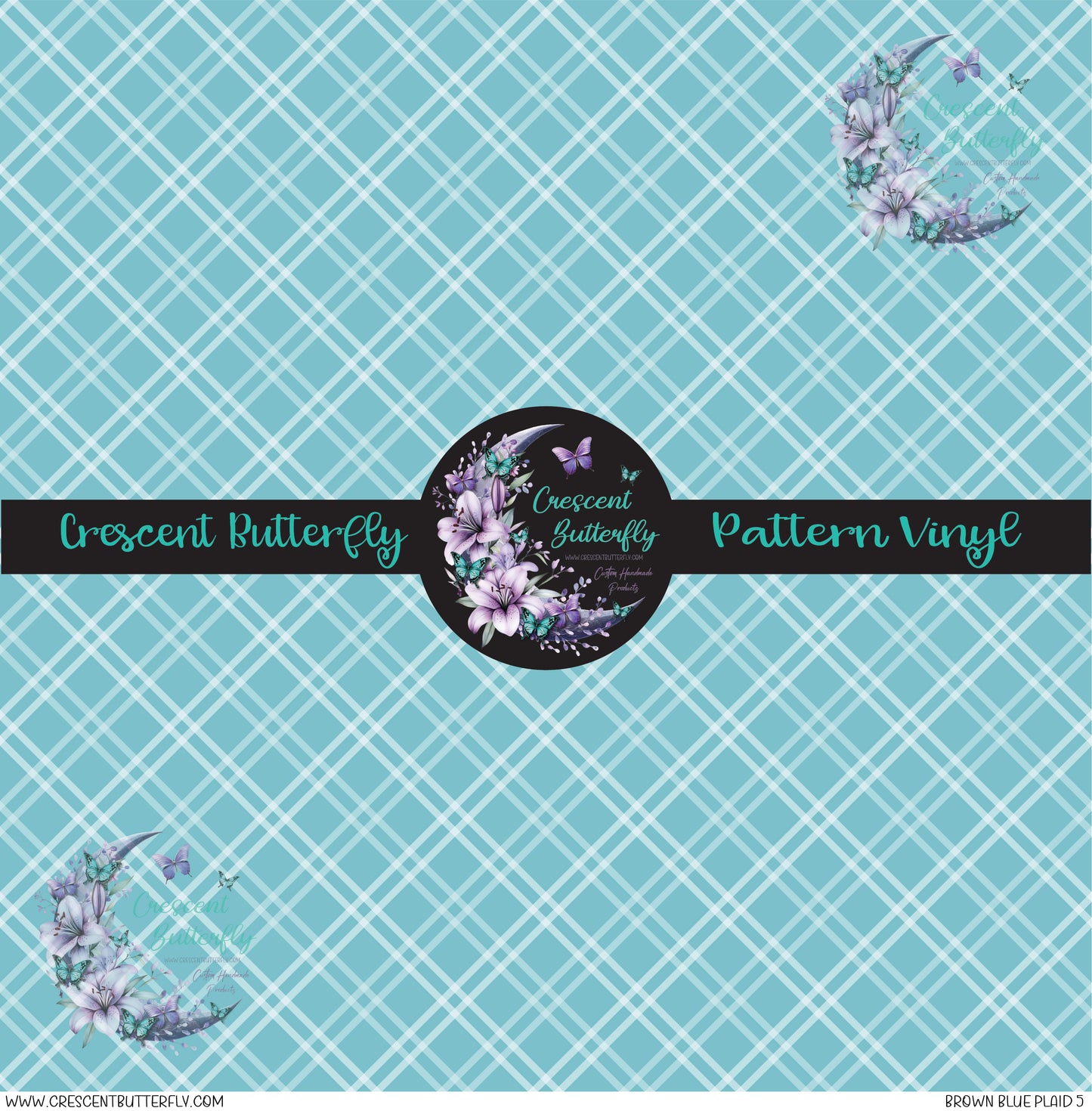 Brown Blue Plaid 5 Printed Vinyl Sheet/Wrap