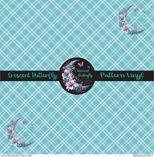 Brown Blue Plaid 5 Printed Vinyl Sheet/Wrap