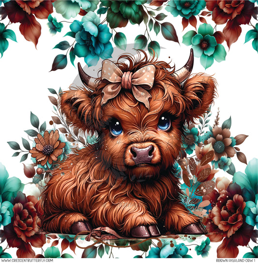 Brown Highland Cow 1 Printed Vinyl Sheet/Wrap
