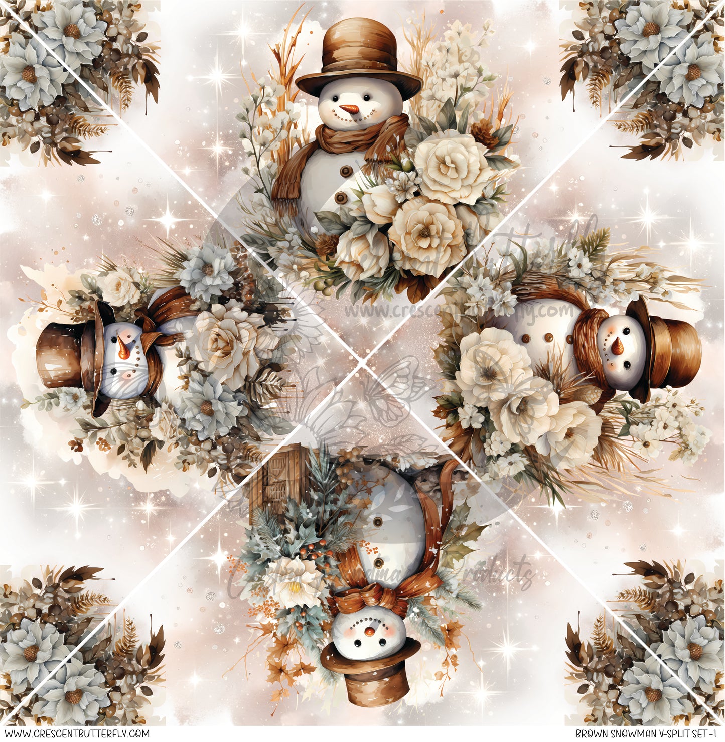 Brown Snowman V-Split Set-1 Printed Vinyl Sheet/Wrap