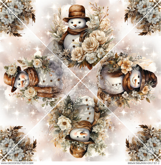 Brown Snowman V-Split Set-2 Printed Vinyl Sheet/Wrap