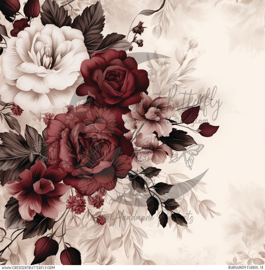 Burgundy Floral 18 Printed Vinyl Sheet/Wrap