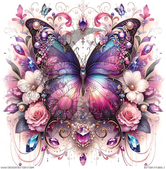Butterfly Floral 2 Printed Vinyl Sheet/Wrap